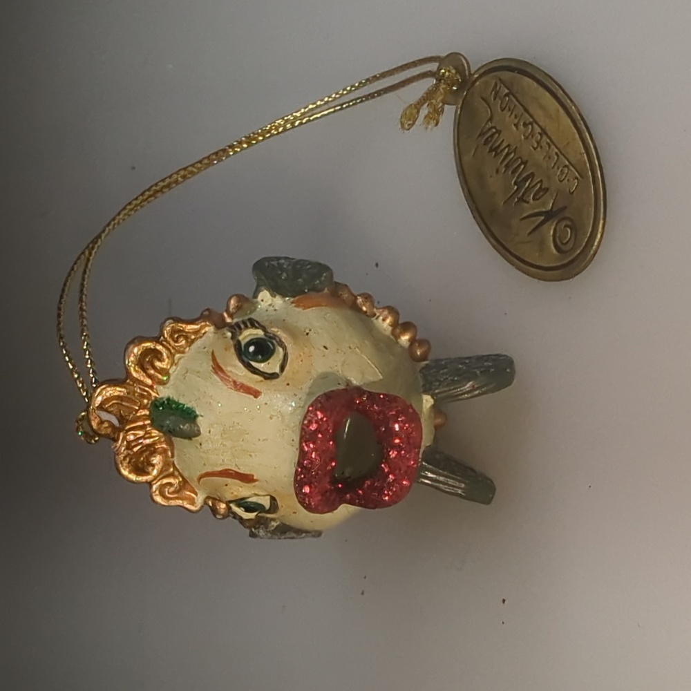 Katherine's Collection Green Glittered Kissing Fish Ornament
